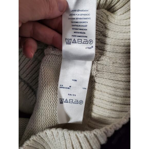 Chaps Men’s Quarter-Zip Sweater – Beige with Gray Stripes – Size M – NWT - Picture 7 of 8